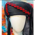 Balochi traditional style turban in black and white. 
