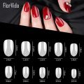 20Pcs Short Oval Artificial Full Cover Round Thin Natural Nails Tips. 