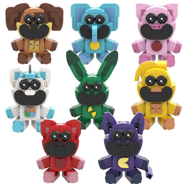 New Smiling Critters Figure Building Blocks Toys Smiling Cat Rabbit Dog Bear Blocks Cartoon Periphery Toys Kids Xmas Gifts