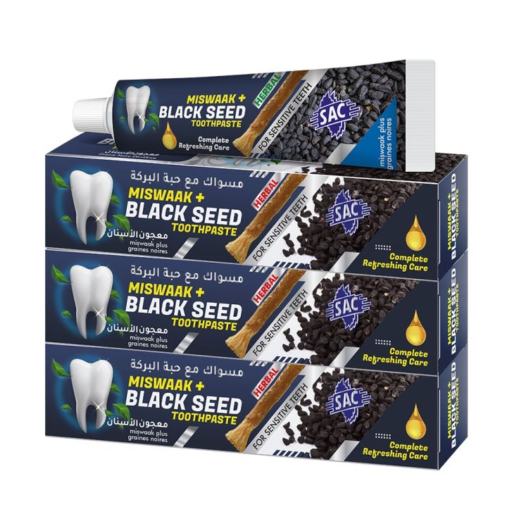 BlackSeed with Meswak Toothpaste - 125gm (Pack of 3) - Herbal - Toothpaste - SAC