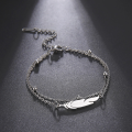 Skyrim Ankles of Women Men Sier Color Feather Stainless Steel Double Foot Chain Beach Style Trendy Female Jewelry Accessories. 