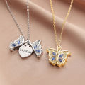 I Love You Heart Luckly Butterfly Clavicle Chain/ Girl Stainless Steel Pendant Necklaces/ Senior Heart Necklace Jewelry Encounter. 