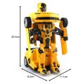 Kids Electric Transformer Robot Car Toy – Automatic Transforming Car to Robot with Lights & Sounds, Rechargeable Action Robot Car for Boys, Yellow. 