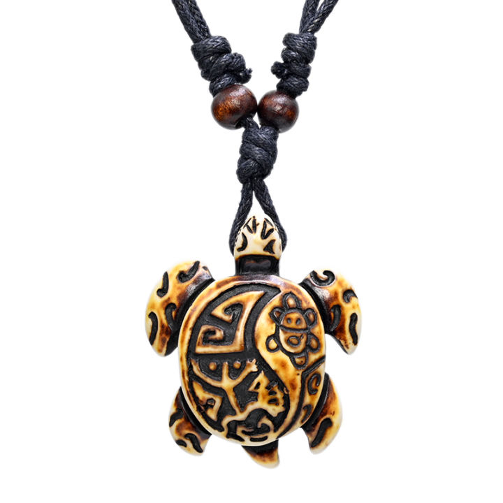 FX030 Aztec bone necklace Sea turtle pendant men Choker American Maya ...