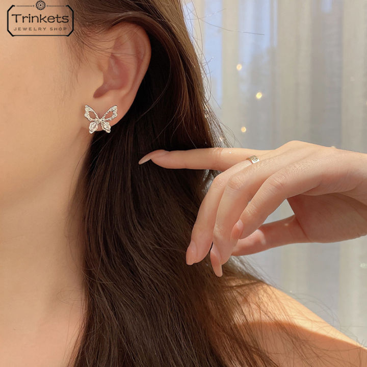 Elegant Butterfly Earrings Women Advanced Sense Earrings Exquisite Rhinestone Earrings TK