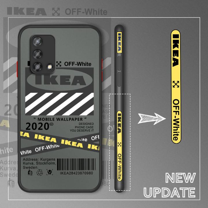 UCUC for OPPO F19 A74 Back Cover Trendy Stickers Side Printed Pattern Design Phone Cover Frosted Transparent Hard Phone Case