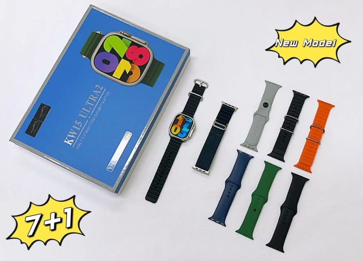 KW15 Ultra 2 Smart Watch - 7 in 1 Multi Function Ultra Smart Watch Full Touch Panel + High-Quality - Latest Bluetooth Calling Smartwatch Multi-Sport Pedometer Heart Rate Blood Pressure Watches and More Another Functions