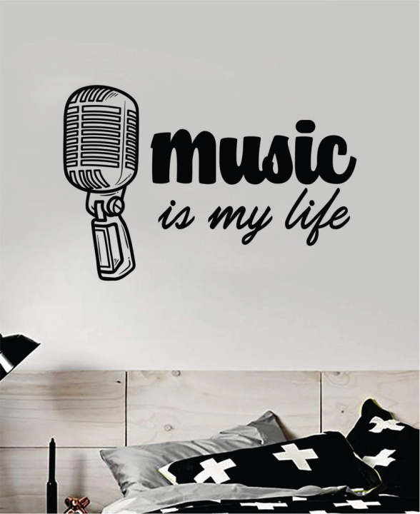 SmileArt MUSIC IS MY LIFE QUOTE WALL DECAL STICKER VINYL ART BEDROOM HOME ROOM DECOR INSPIRATIONAL KIDS TEEN SCHOOL NURSERY GIRLS SING MICROPHONE RAP