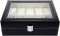 10 Grids Watch Box PU Leather Watch Case Holder Organizer Storage Box for Quartz Watches Display Best Gift. 