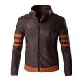 Brown-Faux Leather Wolverine Jacket-For Men. 