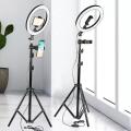 26cm Ring Light With Mobile Holder With 7Feet Tripod Stand in Three Different Mode Light. 