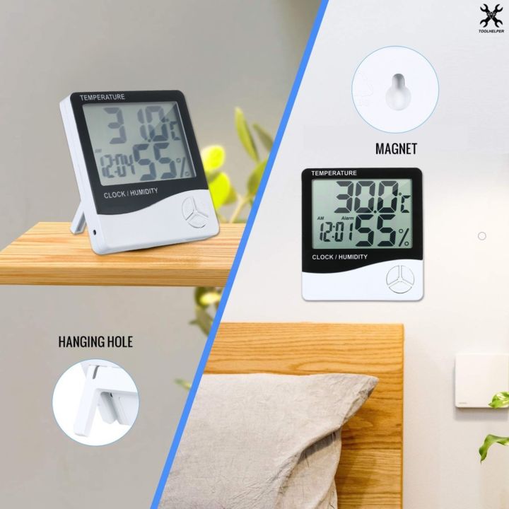 HTC-1%20Digital%20Indoor%20Temperature%20&%20Humidity%20Monitor%20%7C%201-3%20Pcs%20%7C%20Room%20Thermometer%20with%20Clock,%20Beep%20Alarm%20&%20External%20Sensor%20for%20Home,%20Office%20&%20Indoor%20Gardens%20-%20Image%203
