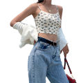 Women's  Crop Cami Top, Soft Breathable Sleeveless Lace Trim Floral Print Camisole. 