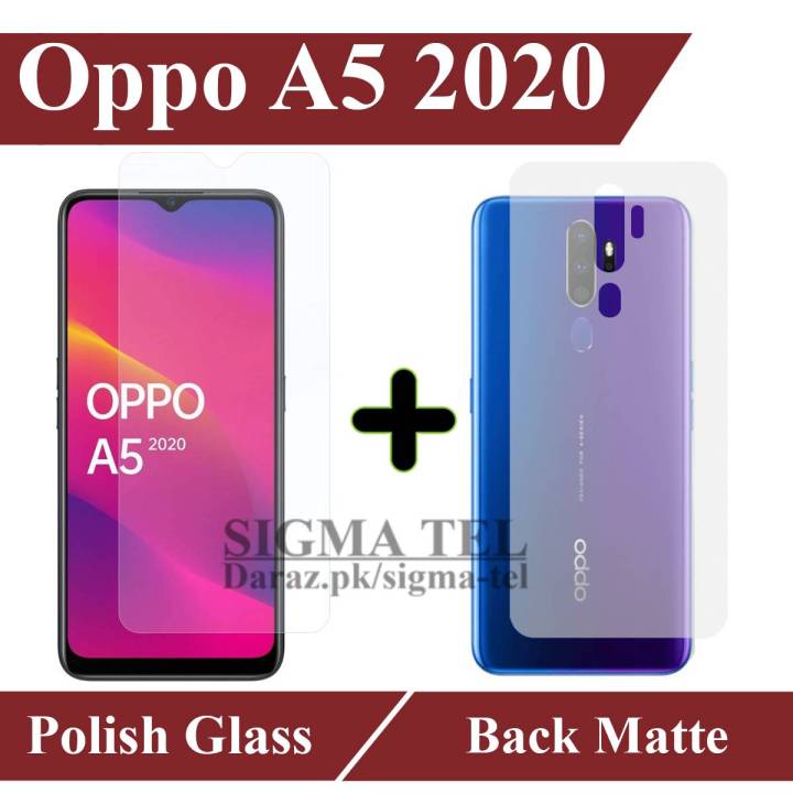 Oppo A5 2020 Tempered Glass Premium Quality Screen Protector + Back Matte Protector Soft Skin Sheet For A5 2020