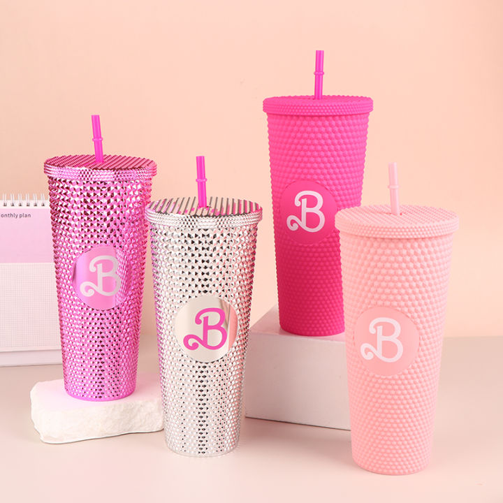 710Ml Barbie Tumbler Bottle Barbie Pink Cup With Straw Barbies Movie Party Accompanying Cup Kawaii Portable Drinking Bottle