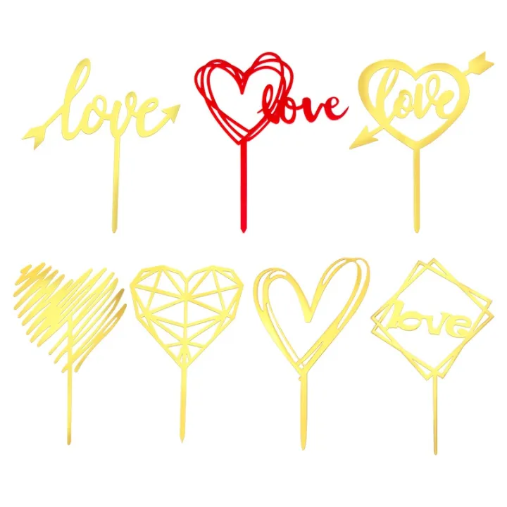 Happy%20Valentine's%20Day%20Cake%20Topper%20Love%20Heart%20Gold%20Cupcake%20Topper%20-%20Image%204