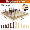 Wooden Chess Board Set Folding Chess Checkers Backgammon 3 in 1. 