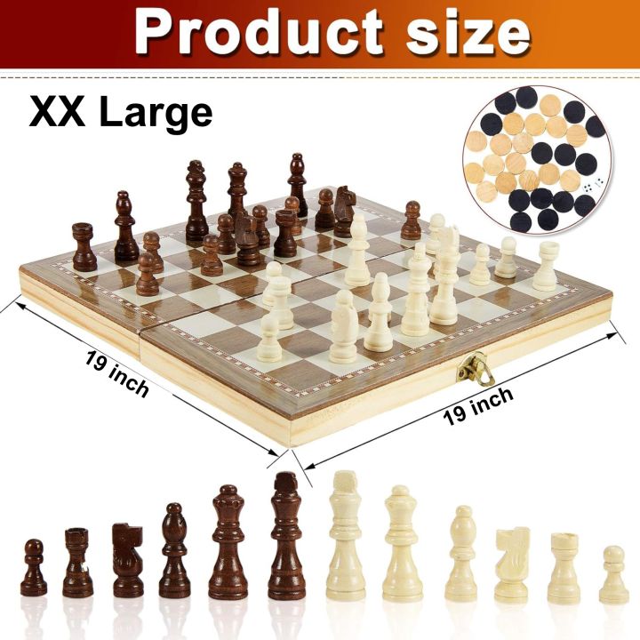 Imported Original Wooden Chess Board Set Folding Chess Checkers ...