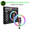 MJ26 10 Inch RGB Led Ring Light With PHONE HOLDER Circle Ring Selfie Led Photographic Studio Light For Youtube Live Show. 