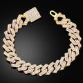 Hip Hop Men Cuban Link Chain Bracelet With Wrist Watches Bling Iced Out Chain Full Rhinestone Paved Crystal Bracelets Jewellery. 