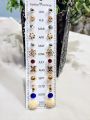 12 Pairs Fashion Stud Earrings Set Card for Girls – Cute Designs for Little and Young Girls. 