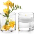 Techmanistan Clear Glass Vase, Round Glass Vase Bowl, Clear Glass Cylinder Vase, Round Vase for Floating Candles, Small Floral Glass Vase for Home Decor, Wedding Centerpiece (1 Piece). 