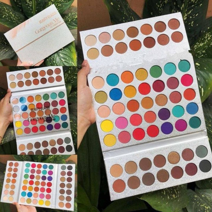 Beauty Glazed - 63 Colours Pearlescent Matte Eyeshadow, Eye Cosmetics, Makeup Palette, 3 Folding Palette By Beauty Bazaar Official