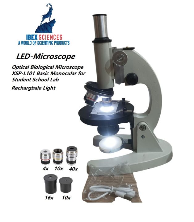 IBEX SCIENCES Led HD Student Microscope L101 - 675x Laboratory Equipment Biology Instrument / Optical Biological Microscope L101-XSP-02  Monocular for Student School Lab