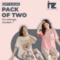 Pack of 2 Nightwear Sets for Girls & Women – Avocado & Floral Printed Pajama Sets – Summer Cotton Jersey Lounge Wear – Soft & Breathable Sleepwear – Mom & Daughter Matching Sets – Sizes 7 to 14 Yrs & S to XL – Relax Fit Two-Piece Combo. 