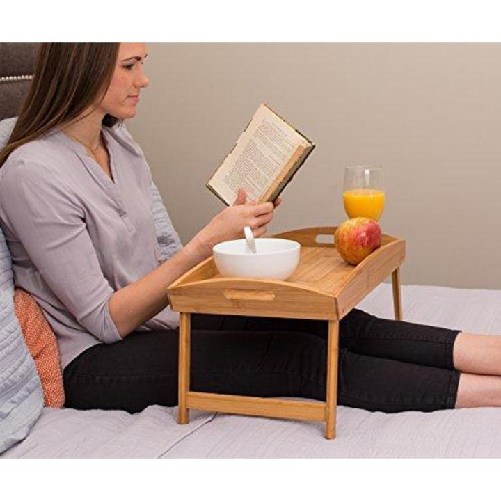 Bed Tray Wood Folding Bed Serving Tray Breakfast Table/ Laptop Table,