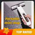 Portable Mini Mop with Squeeze Handle | Mini Mop for Small Spaces, Wet & Dry Glass Cleaning, Hands-Free Squeeze Mop. 