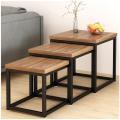 Cherry Tree Furniture CLIVE Walnut Nesting Tables Nest of 3 Tables 3-Piece End Tables 50 x 50 x 50 cm. 