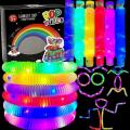 3 Pack LED Light Up Pop Tubes Sensory Fidget Toys Party Favors for Kids Glow in The Dark Fidget Tubes Pull and Stretch Tubes Fidget Toys for Kids Birthday Party Goodie Bag Stuffers Supplies. 