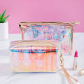 Colorful Holographic Women Cosmetic Bag TPU Clear Makeup Beauty Organizer Pouch MJ. 