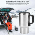 12V Car USB Mug Plug-in Heated Thermos Charging Insulation Mugs Electric Cup Heated Mug Warmer Stainless Steel Vintage Travel - 500ML. 