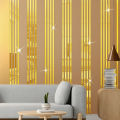 Acrylic Golden Stripe Mirror Wall Sticker DIY Geometric Removable 1x96 Inch. 