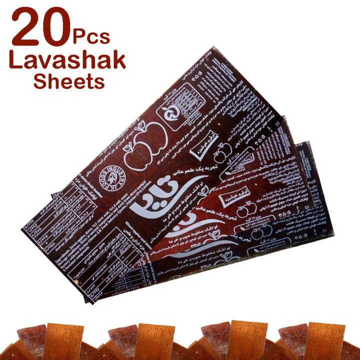 20 Pcs - Persian Lavashak Fruit Leather Roll Sheets Irani Imli Strips Khati Methi Sweet and Sour Layer Churan Chat Masala Powder Tamil Imli Sauce Chooran Chaat Viral Choran Rolls Set Taili lava Shak Box Ready to eat recipe Souce Candy Sheet Snack