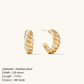 【BeginnerBer】eManco Vintage Croissant Stainless Steel Hoop Earrings for Women Simple Round Circle Ear Rings Simple Accessories Party Jewelry. 