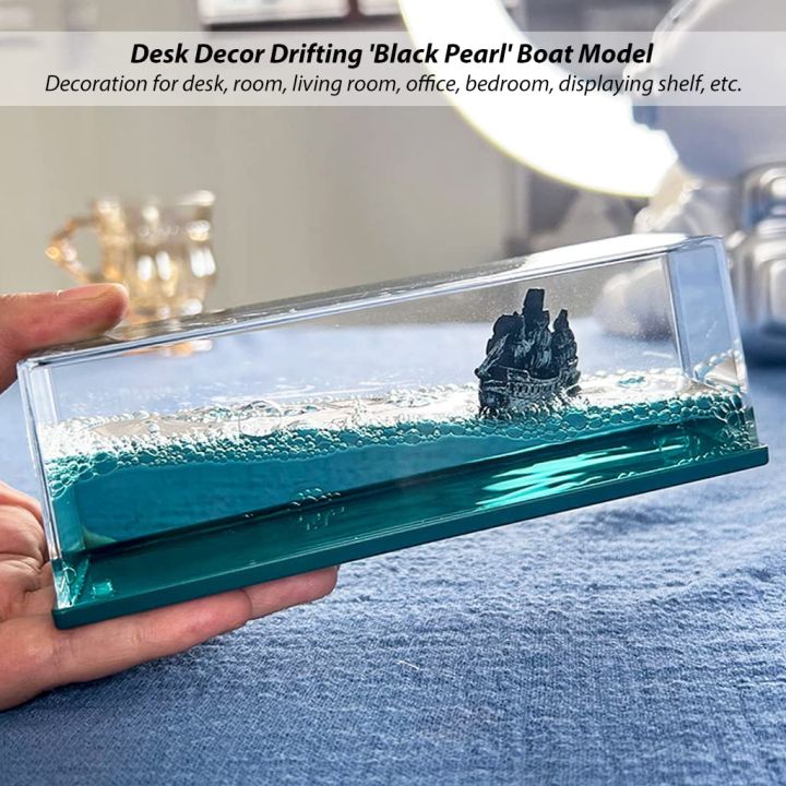 Unsinkable Black Ship | Black Pearl Pirate Ship | Car Dashboard Decoration Cruise | Floating Interior Decoration Toy | Liquid Boat