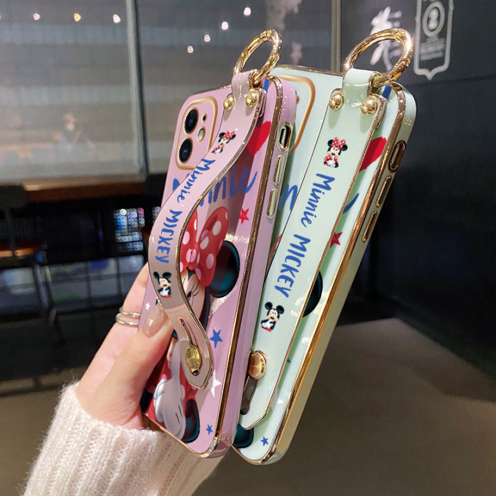 YIWESAN%20For%20Infinix%20Hot%209%20Play%20Case%20With%20Wristband%20New%20Design%20Phone%20Case%20For%20Girl%20Women%20Thin%20Pattern%20Cartoon%20Minnie%20Shockproof%20Plating%20Silicone%20Casing%20Full%20Cover%20SoftCase%20Protection%20Cases%20-%20Image%206
