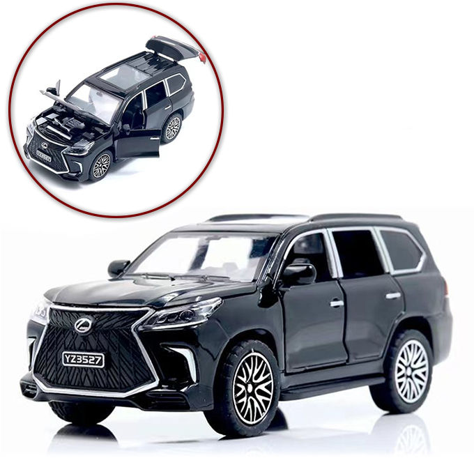 Lexus Land Cruiser Prado - Alloy Children's Sports Model Car Die-Cast Metal Toy Car - Front Doors & Boot & Hood Open - Size Approx. 5 inch - Black
