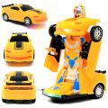 Kids Electric Transformer Robot Car Toy – Automatic Transforming Car to Robot with Lights & Sounds, Rechargeable Action Robot Car for Boys, Yellow. 