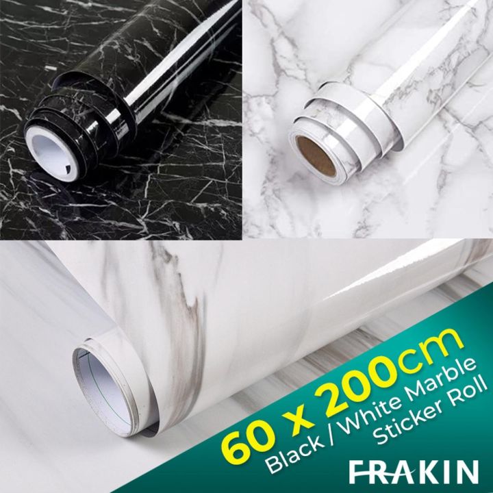 FRAKIN 60x200cm Wall Paper Waterproof Heat Resistant Self Adhesive Anti Oil Kitchen Wallpaper Marble Sheet for Kitchen