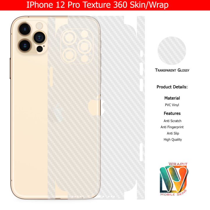 IPhone%2012%20Pro%20Skin/Wrap%20360%20Protection%20Carbon%20fiber/%20Matte/%20Transparent/%20Leather%20Back%20And%20Sides%20Included%20Camera%20Skin%20-%20Image%203
