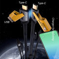 4 in 1 USB C Fast Charging Cable with 60W PD, Data Transfer, Type C, Micro USB and Lightning Compatibility, 1 Meter. 
