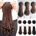 Long Curly Ponytail Wig Light Brown Drawstring Clip In Ponytail Hair Extensions Synthetic Heat Resistant Hair Tail. 