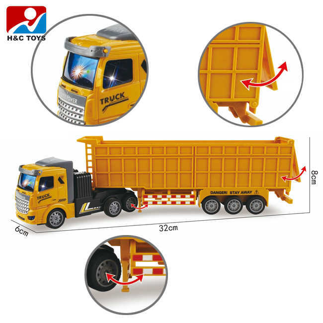 Simulation Remote Control Dumper Truck Toy Rechargeable Construction Vehicles with Light RC Truck and Trailer