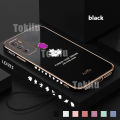 Tokifu For Infinix Hot 9 Play Cover + Wrist Strap Fashion Shiny Maple leaf Plating Square Bumper Phone Case Soft TPU Silicone Shockproof Protective Back Cover. 