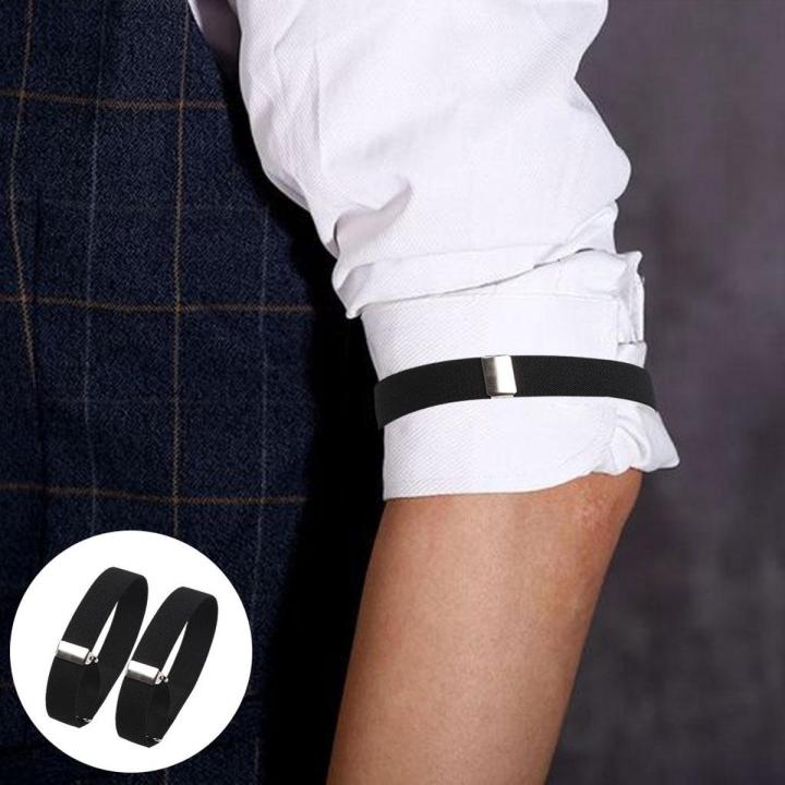 2 Pieces Metal Sleeve Holders Arm Bands Non Slip Adjustable Arm Shirt Garters for Party