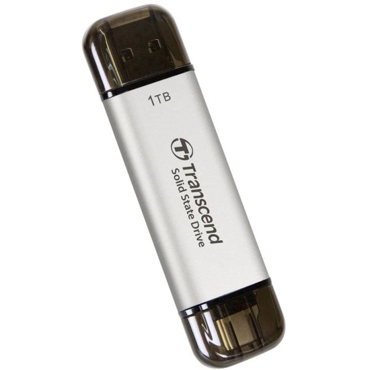 Transcend ESD310S 1TB Portable SSD Dual USB 10GBps Type-A / Type-C Silver TS1TESD310S